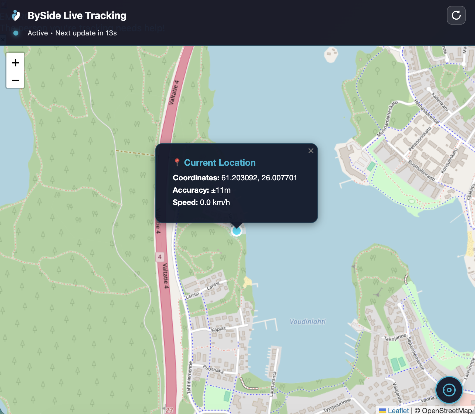 BySide live tracking map
